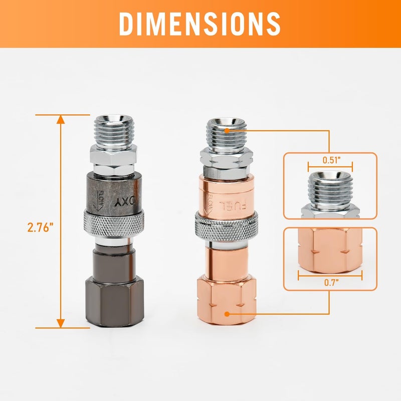 Campfire Oxy Acetylene Quick Connect Fittings, Cutting Torch Quick Connect Set, Oxy Fuel Quick Connect Torch to Hose Fittings, Oxy Fuel Coupler Kit - Image 4